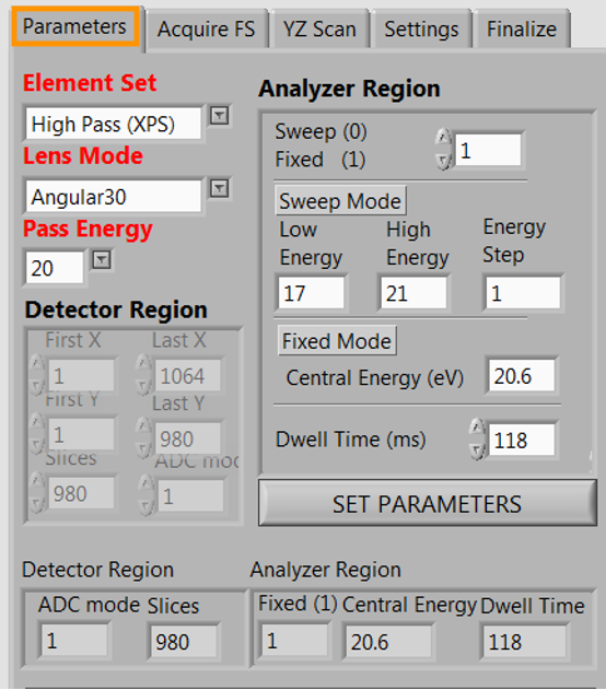 LabVIEW Parameters Tab